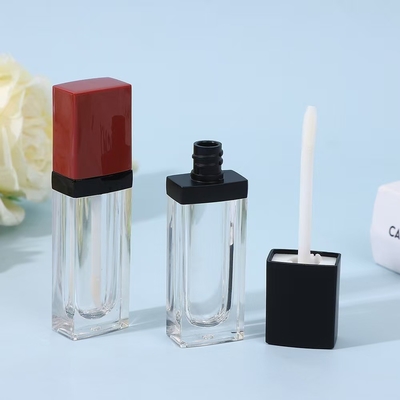 3.5ml বর্গাকার প্লাস্টিকের ঠোঁট গ্লাস টিউব ব্রাশ সঙ্গে, রঙ কাস্টমাইজ করা যাবে