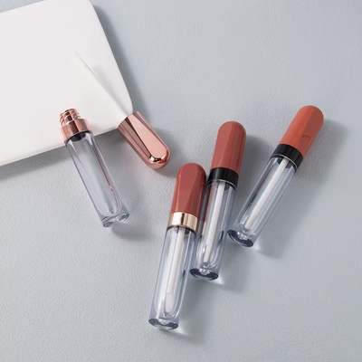প্লাস্টিক বৃত্তাকার 4.5ml ঠোঁট গ্লেজ টিউব electroplating রিং রঙ কাস্টমাইজ করা যাবে