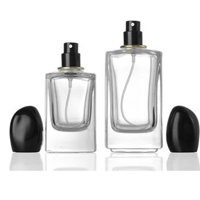 স্কয়ার গ্লাস পারফিউম বোতল 50ml 100ml ক্যাপাসিটি এবং স্বতন্ত্র অনিয়মিত আকৃতির ক্যাপ