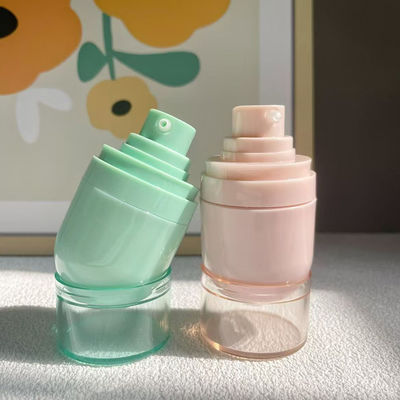 কুয়াশা স্প্রেয়ার হেড বা লোশন পাম্প হেড এবং সিল্কস্ক্রিন প্রিন্ট সহ কাস্টমাইজড প্লাস্টিক এয়ারলেস বোতল