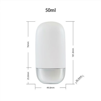 পাইকারি প্লাস্টিকের পিপি সানস্ক্রিন ক্রীম বোতল সিলভার ডাবল শেল ক্যাপ সহ 30g এবং 50g আকারের