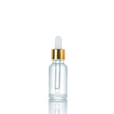 Wholesale Clear Glass Dropper Bottle with Aluminum Gold Skirt in 5ml-200ml Sizes and 10000pcs MOQ