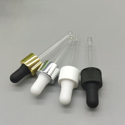 18 মিমি 20 মিমি 24 মিমি 28 মিমি সিলিকন বাল্ব সোনার সিলভার মসৃণ ম্যাট বন্ধক কসমেটিক প্যাকেজিং প্লাস্টিকের ড্রপপার প্রয়োজনীয় তেলের জন্য প্লাস্টিকের ড্রপপার